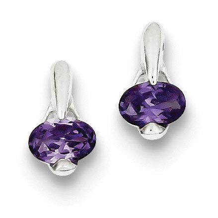 Purple Diamond Post Earrings Sterling Silver QE9418