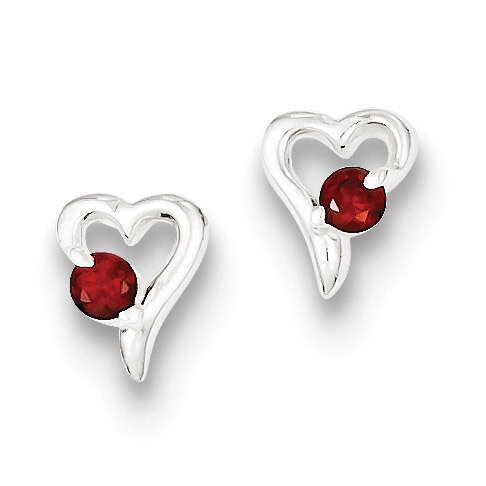 Red Diamond Heart Post Earrings Sterling Silver QE9430, MPN: QE9430, 883957009094
