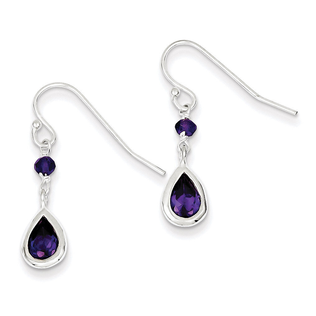 Purple Diamond Dangle Earrings Sterling Silver QE9439