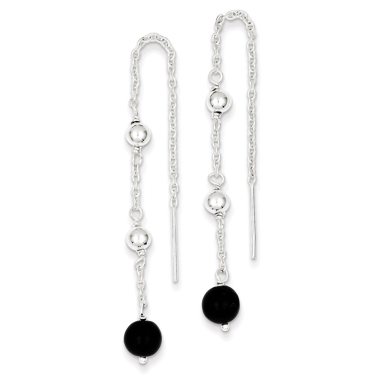 Black Onyx Dangle Earrings Sterling Silver QE9446
