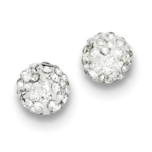 8mm White Diamondech Crystal Post Earrings Sterling Silver QE9538
