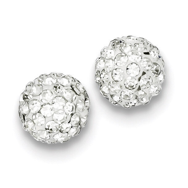 10mm White Diamondech Crystal Post Earrings Sterling Silver QE9539, MPN: QE9539, 883957579023
