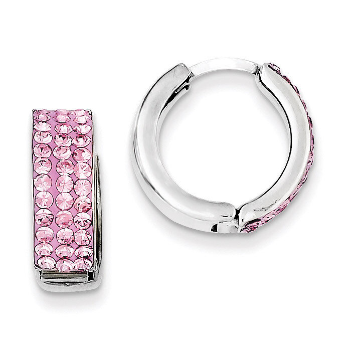 Pink Preciosa Crystal Small Hinged Hoop Earrings Sterling Silver QE9554, MPN: QE9554, 883957496641