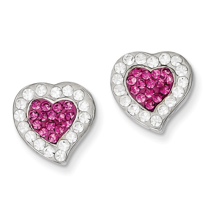 Stellux Crystal Heart Post Earrings Sterling Silver Rhodium-plated QE9654