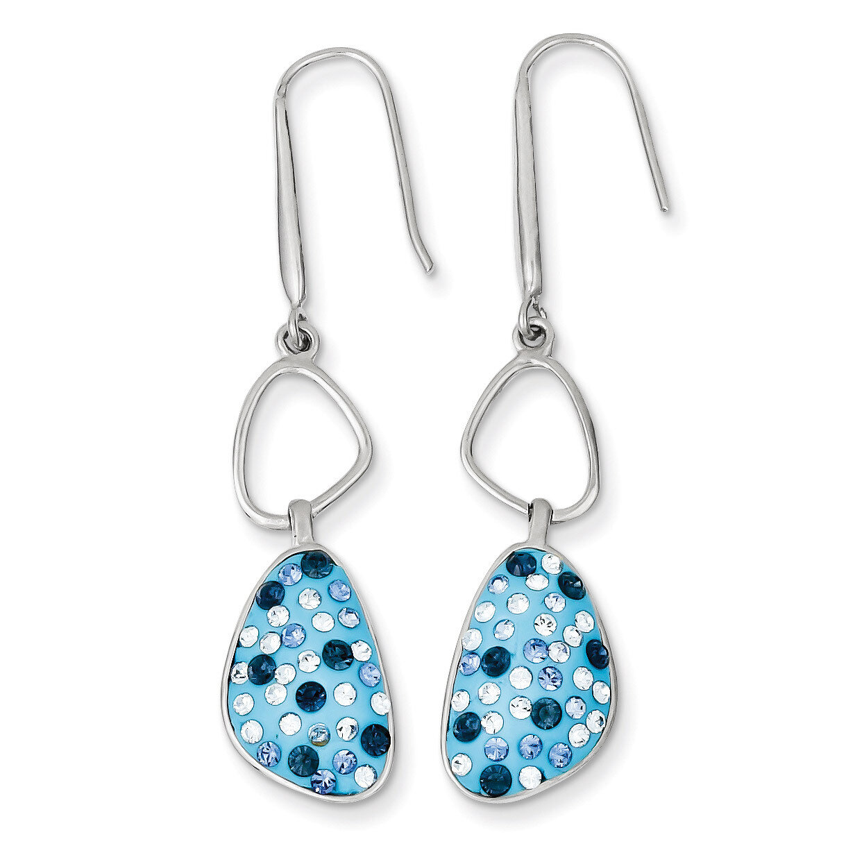 Blue Preciosa Crystal Dangle Earrings Sterling Silver QE9659