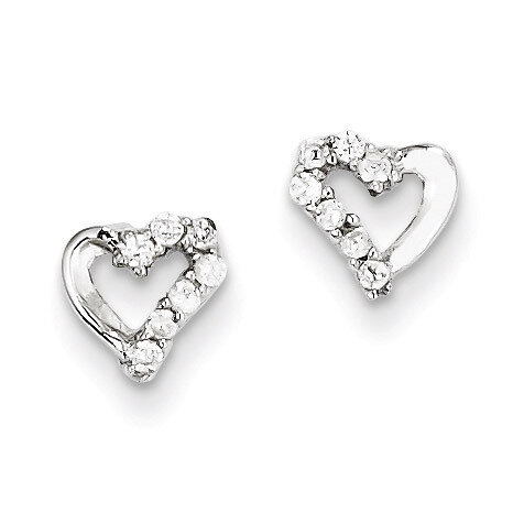 Heart Post Earrings Sterling Silver Diamond QE9774