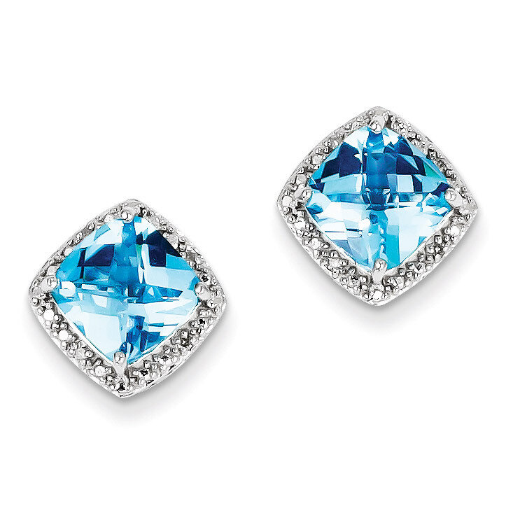 Blue Topaz and Diamond Earrings Sterling Silver QE9850BT, MPN: QE9850BT, 886774670935