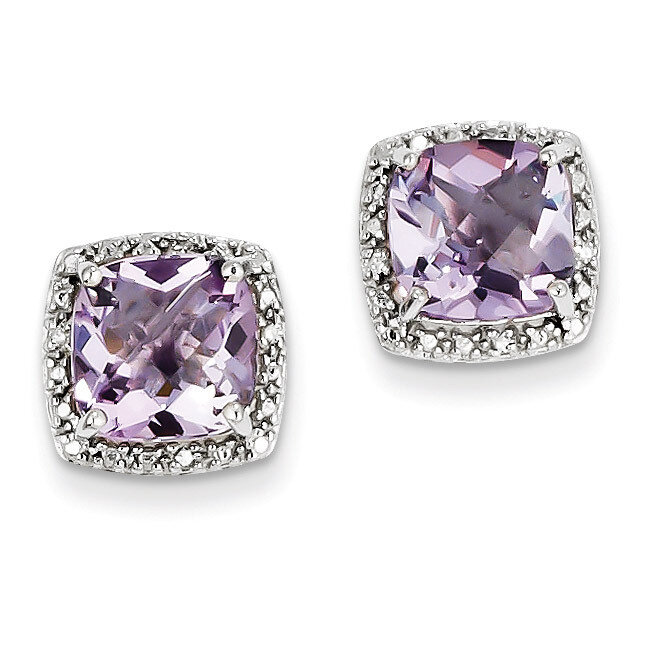 Pink Quartz and Diamond Earrings Sterling Silver QE9850PQ, MPN: QE9850PQ, 886774670959