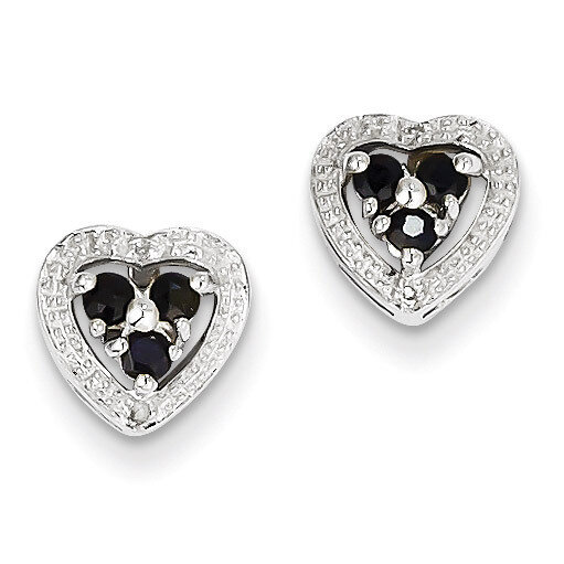 Sapphire Heart Earrings Sterling Silver Rhodium-plated Diamond QE9948S, MPN: QE9948S, 883957480497