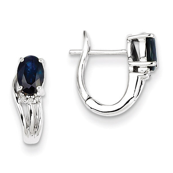 Sapphire Hinged Earrings Sterling Silver Rhodium-plated Diamond QE9955S, MPN: QE9955S, 883957435015