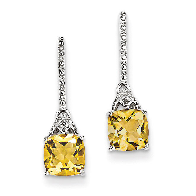 Citrine Post Earrings Sterling Silver Rhodium-plated Diamond QE9957CI, MPN: QE9957CI, 886774646107