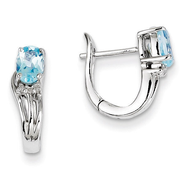 Sky Blue Topaz Hinged Hoop Earrings Sterling Silver Rhodium-plated QE9959BT, MPN: QE9959BT, 8839574…