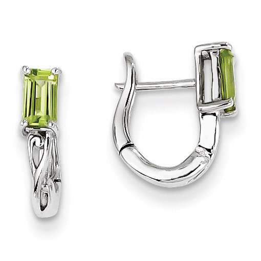 Peridot Hinged Hoop Earrings Sterling Silver Rhodium-plated QE9959PE, MPN: QE9959PE, 883957435022