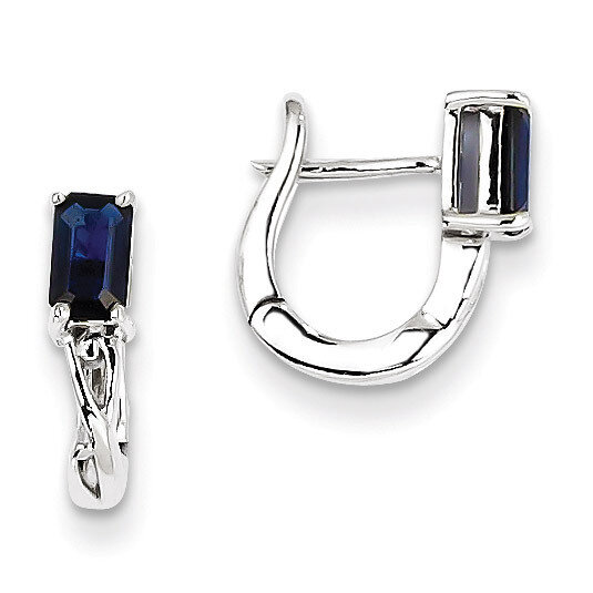 Sapphire Hinged Hoop Earrings Sterling Silver Rhodium-plated QE9959S