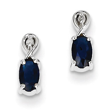 Sapphire Oval Post Earrings Sterling Silver Rhodium-plated Diamond QE9965S, MPN: QE9965S, 883957480…