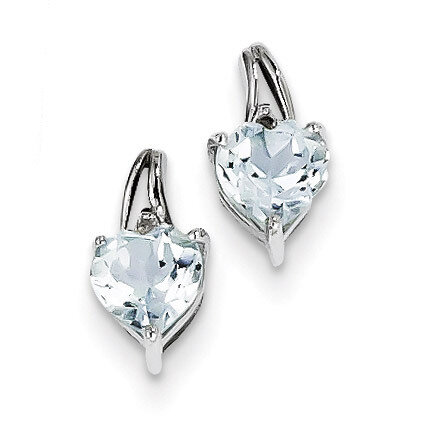 Aquamarine Heart Post Earrings Sterling Silver Rhodium-plated Diamond QE9971AQ, MPN: QE9971AQ, 8839…