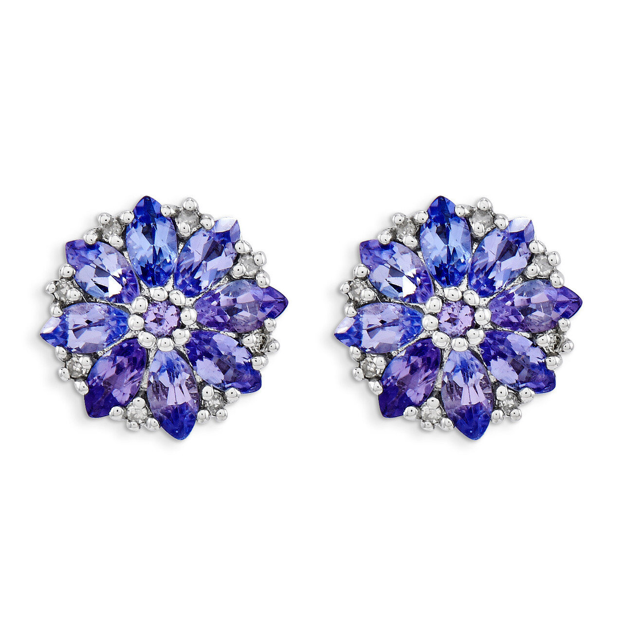 Tanzanite Post Earrings Sterling Silver Rhodium-plated Diamond QE9988TZ, MPN: QE9988TZ, 883957435091