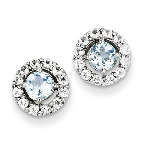 White Topaz &amp; Aquamarine Earrings Sterling Silver Rhodium-plated QE9993AQ, MPN: QE9993AQ, 883957400…