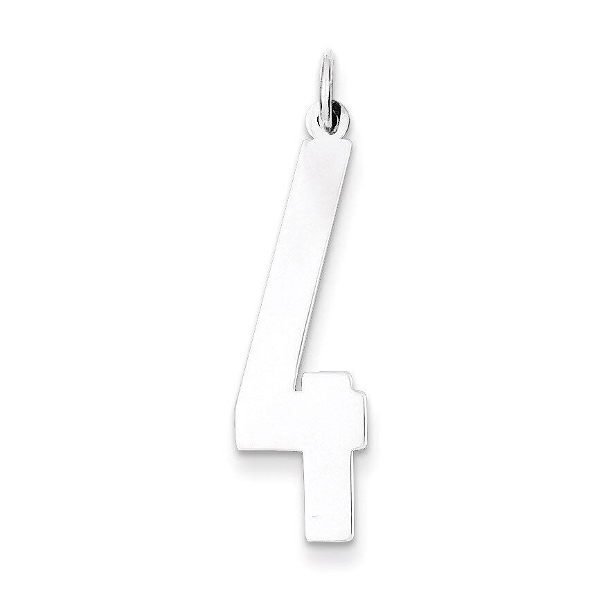 Number 4 Pendant Sterling Silver Elongated Polished QEL04, MPN: QEL04, 191101533686