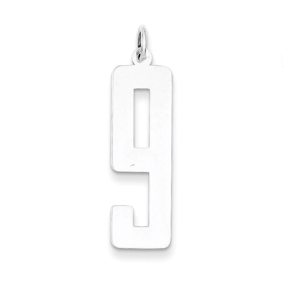 Number 9 Pendant Sterling Silver Elongated Polished QEL09, MPN: QEL09, 191101531095