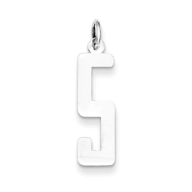 Number 5 Pendant Sterling Silver Elongated Polished QEM05, MPN: QEM05, 886774976297