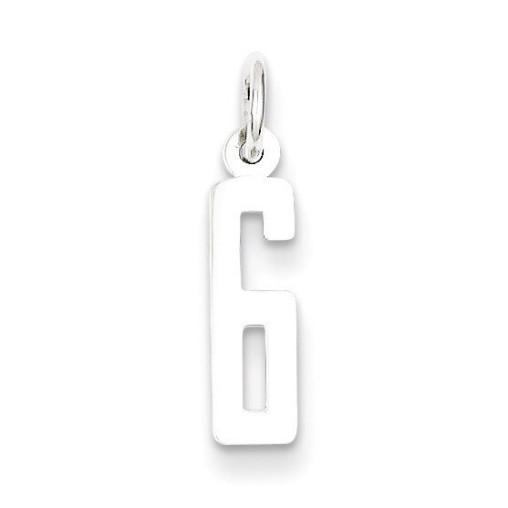 Number 6 Pendant Sterling Silver Elongated Polished QES06, MPN: QES06, 883957585086