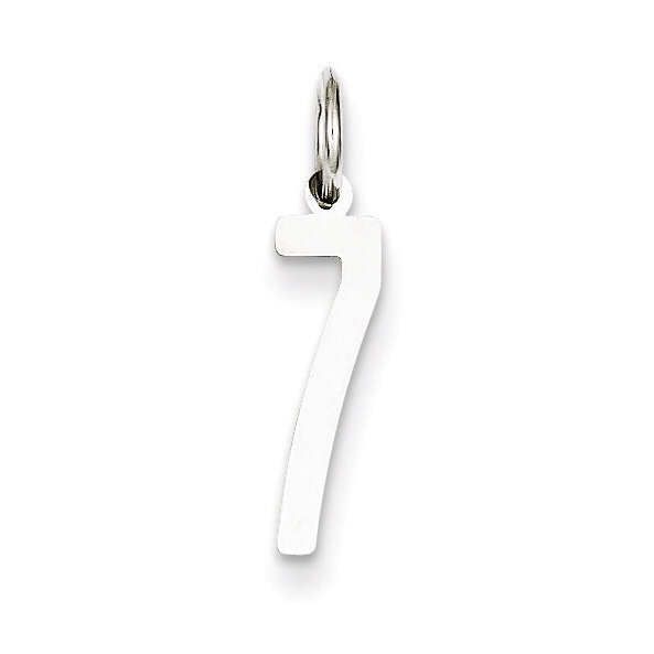 Number 7 Pendant Sterling Silver Elongated Polished QES07
