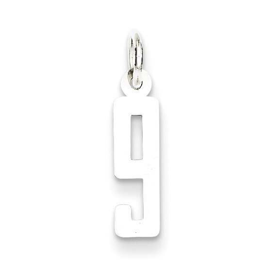 Number 9 Pendant Sterling Silver Elongated Polished QES09, MPN: QES09, 883957540412