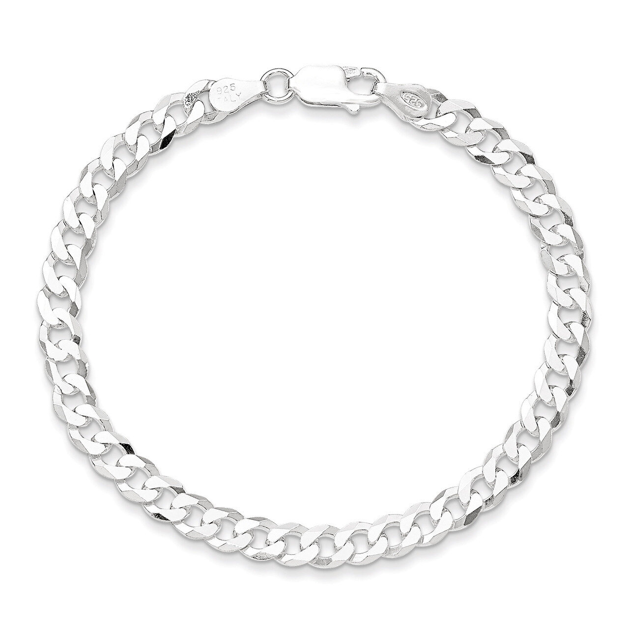24 Inch 4.5mm Beveled Curb Chain Sterling Silver QFB120-24