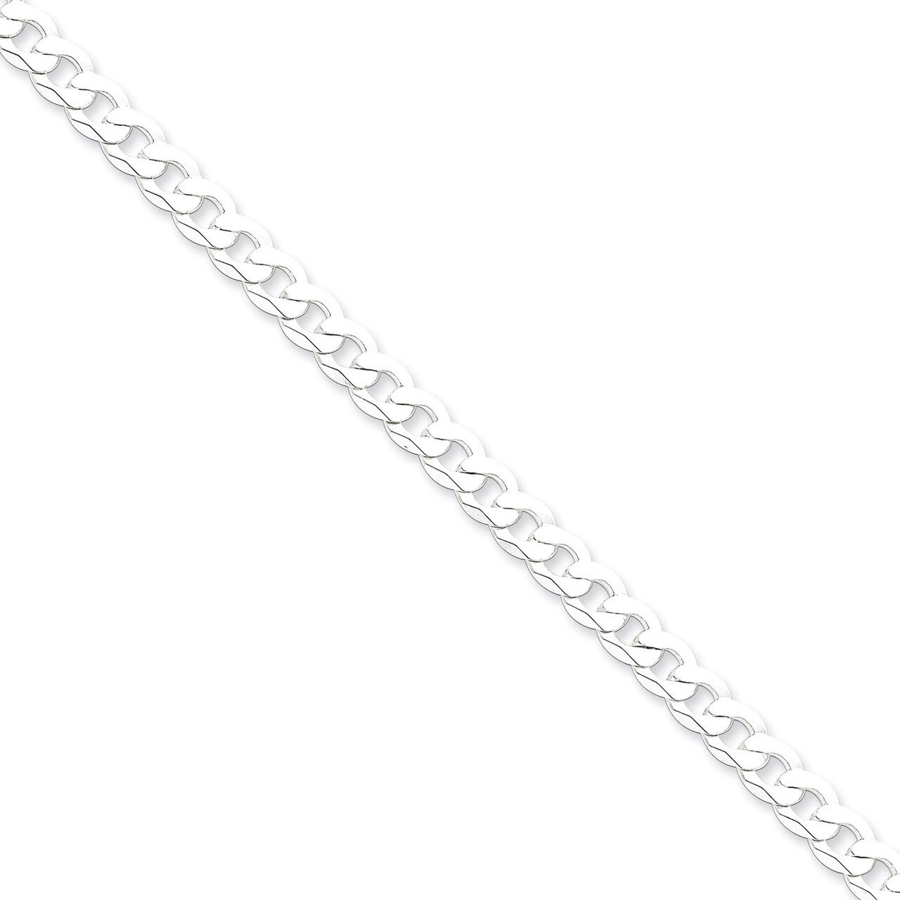 24 Inch 5.5mm Beveled Curb Chain Sterling Silver QFB150-24