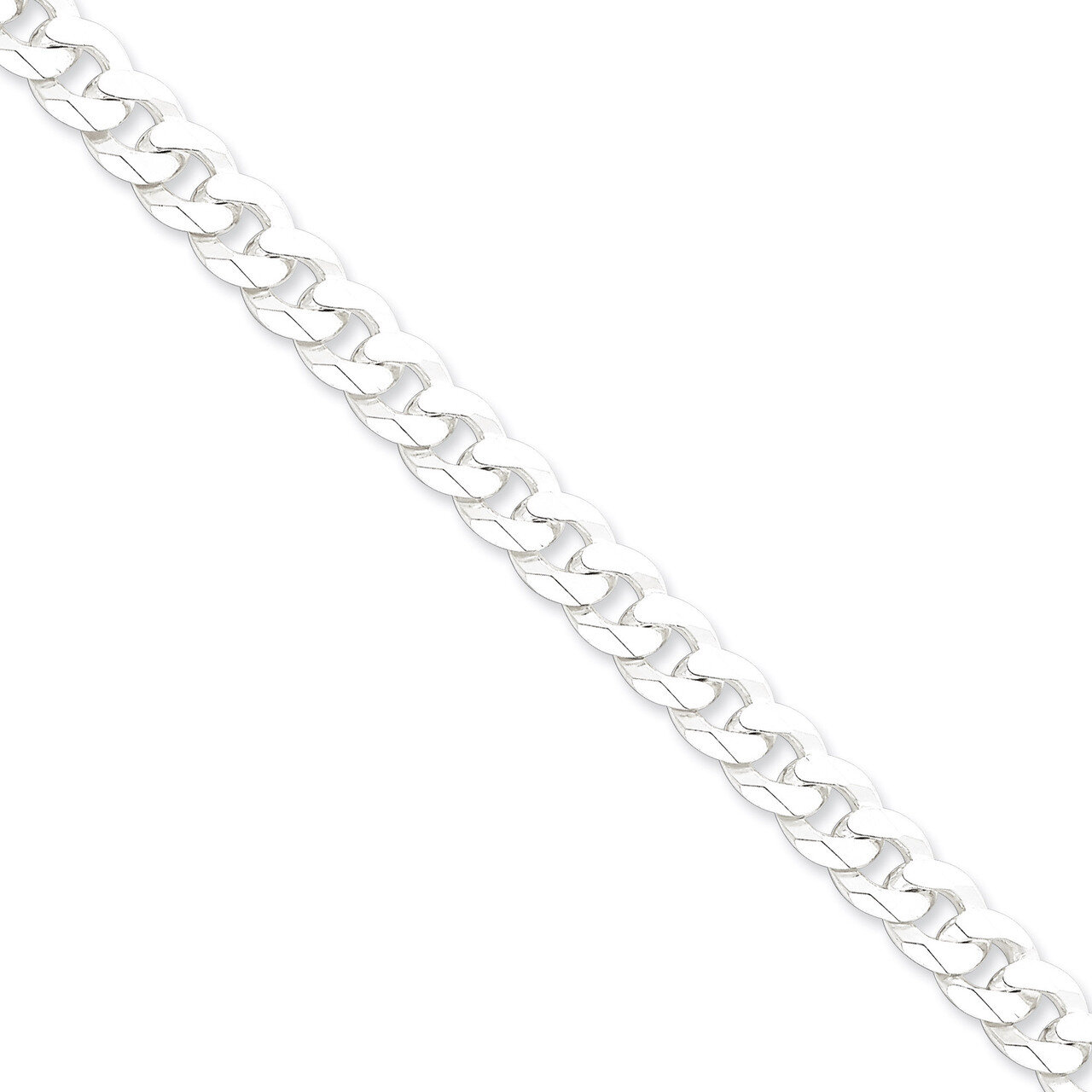 20 Inch 8.5mm Beveled Curb Chain Sterling Silver QFB210-20