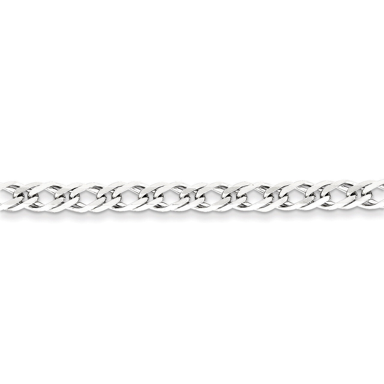 8 Inch 5.25mm Double 6 Side Diamond Cut Flat Link Curb Chain Sterling Silver QFC153-8