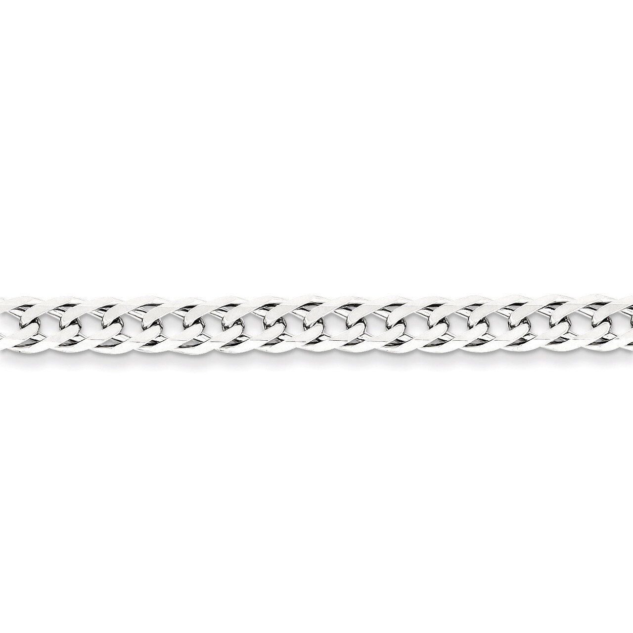20 Inch 6.25mm Double 6 Side Diamond Cut Flat Link Chain Sterling Silver QFC154-20