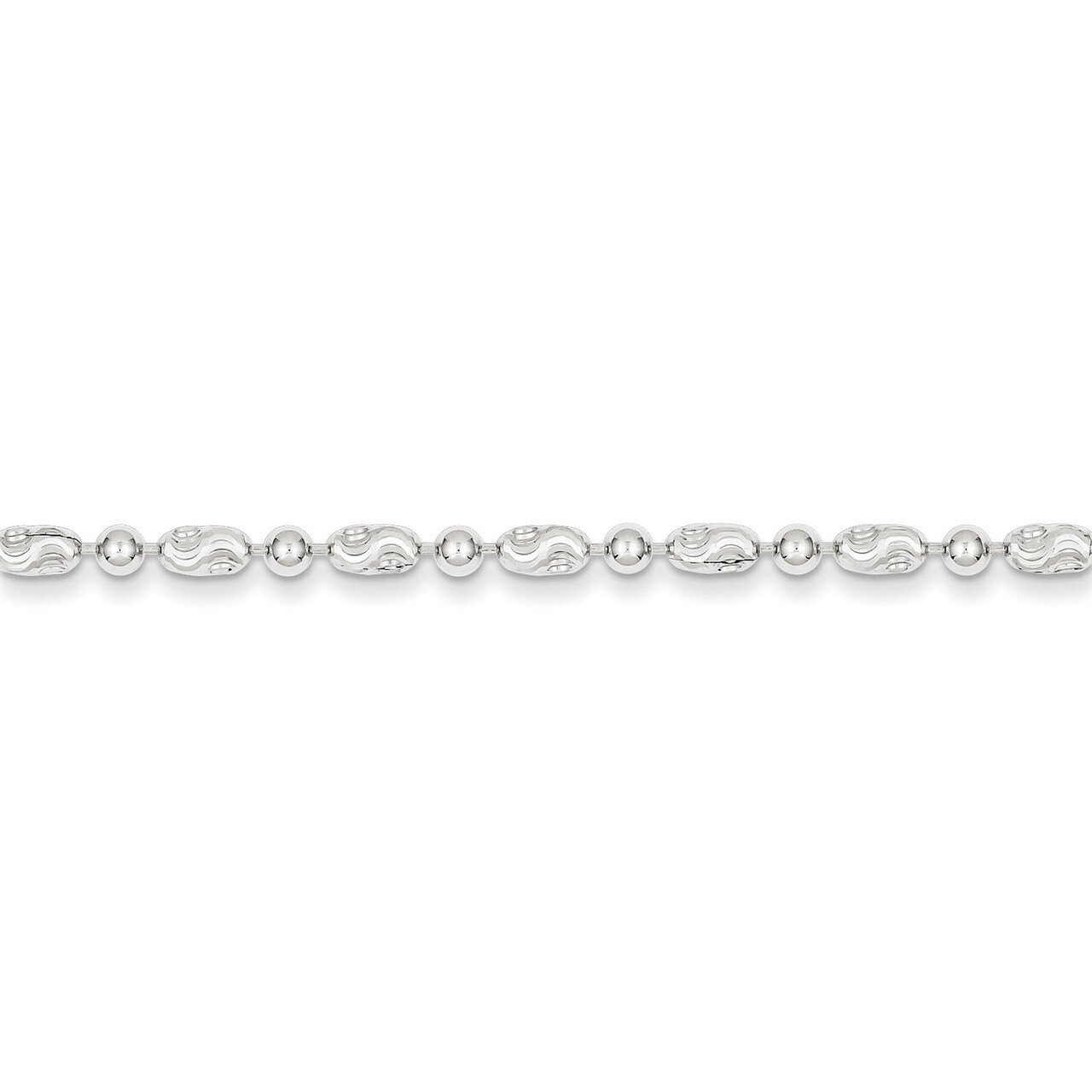 18 Inch 3mm Polished Round and Textured Oval Bead Chain Sterling Silver QFC167-18