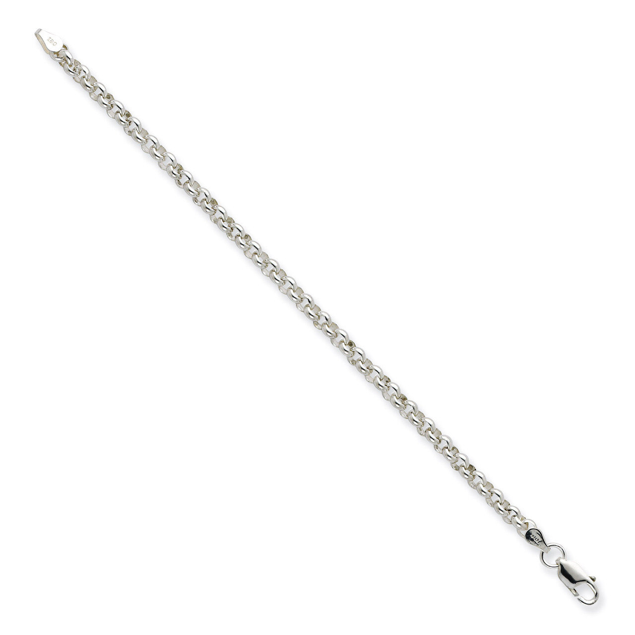 24 Inch 4.75mm Half Round Belcher Chain Sterling Silver QFC76-24, MPN: QFC76-24, 886774409832