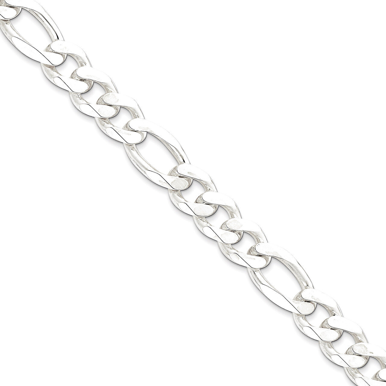 8 Inch 12.75mm Figaro Chain Sterling Silver QFG350-8