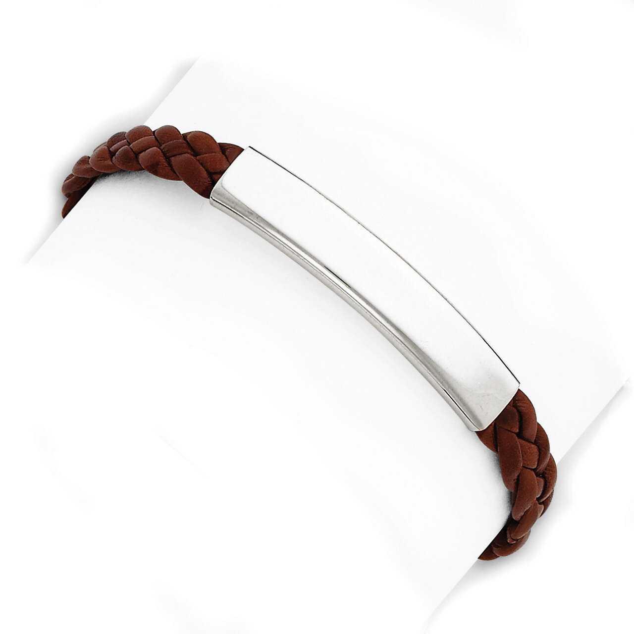 7 Inch Brown Braided Leather Bracelet Sterling Silver QG1087-7, MPN: QG1087-7, 883957992921