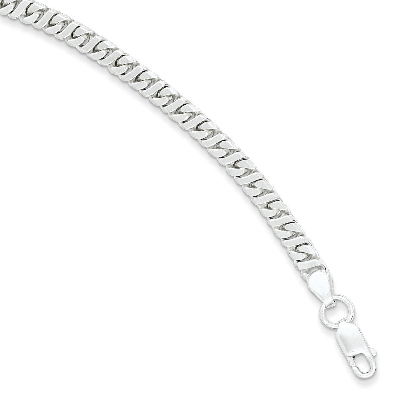 8 Inch 4.25mm Fancy Flat Link Bracelet Sterling Silver QG1141-8, MPN: QG1141-8, 191101295454