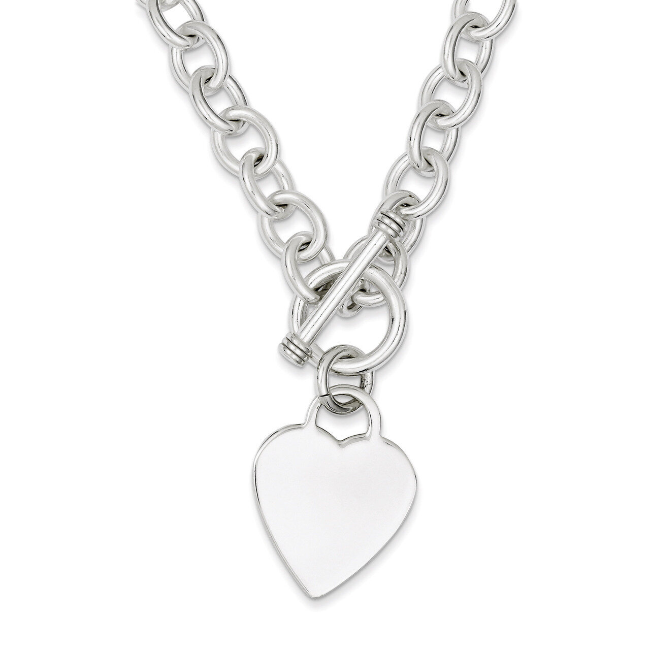 18 Inch Heart Fancy Link Toggle Necklace Sterling Silver QG1151-18
