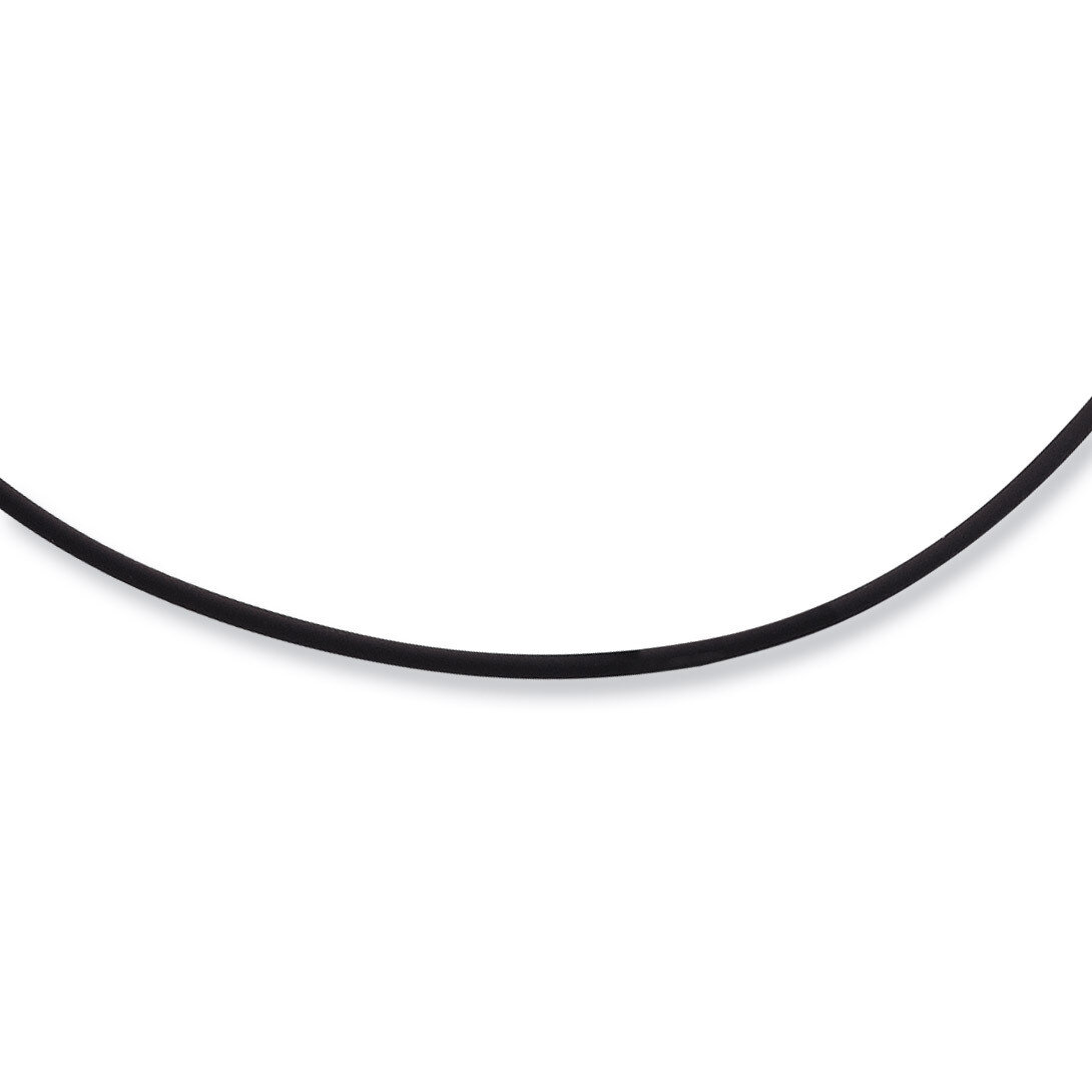 18 Inch 12mm Black Rubber Cord Necklace Sterling Silver QG1256-18, MPN: QG1256-18, 191101274428