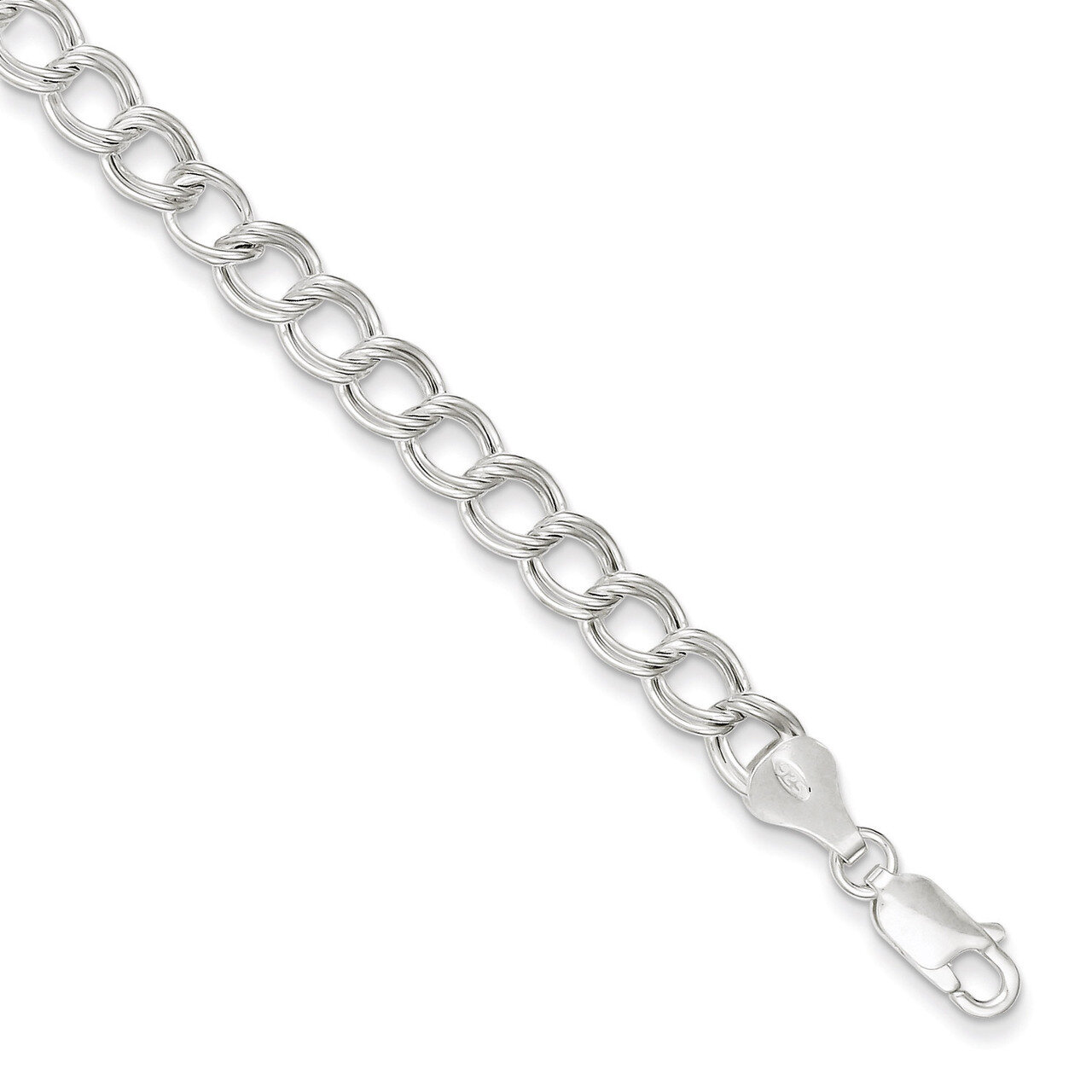 8 Inch Double Link Charm Bracelet Sterling Silver QG128-8, MPN: QG128-8, 883957946696