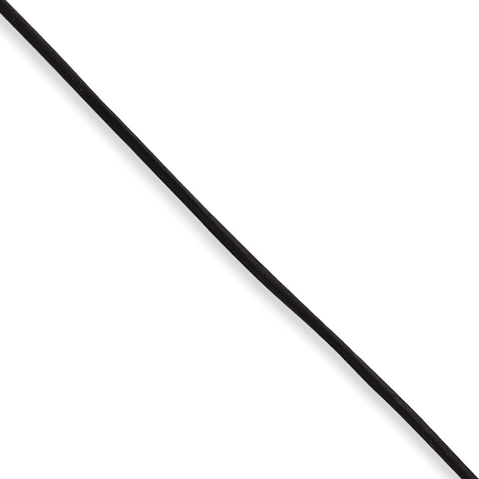 18 Inch 12mm Black Leather Cord Necklace Sterling Silver QG1306-18, MPN: QG1306-18, 191101275364