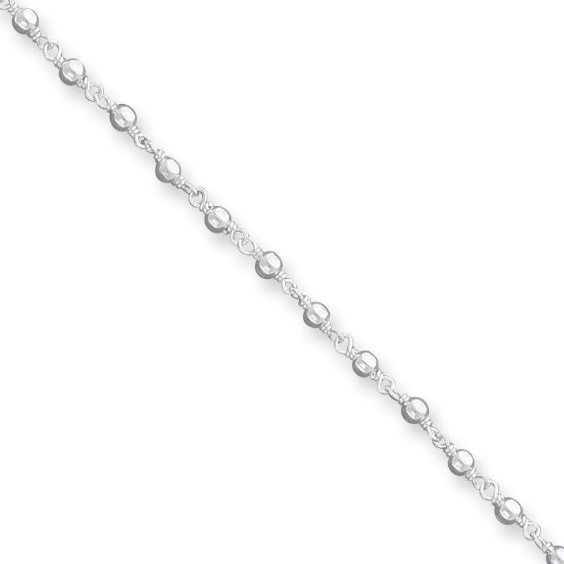 10 Inch Bead Anklet Sterling Silver Fancy QG1361-10