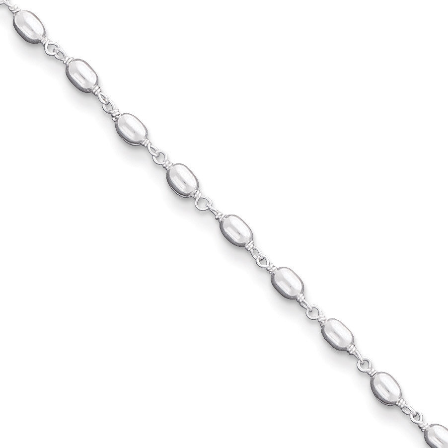 10 Inch Bead Anklet Sterling Silver Fancy QG1362-10