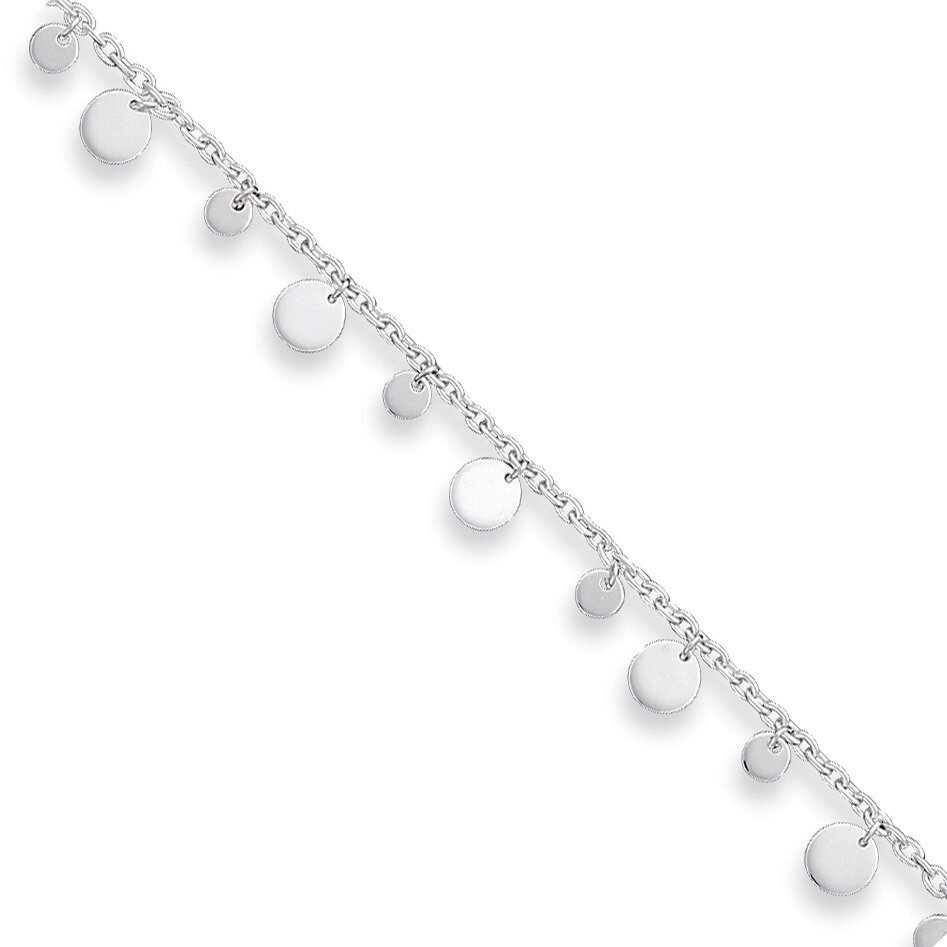 10 Inch Dangling Circle Anklet Sterling Silver QG1364-10