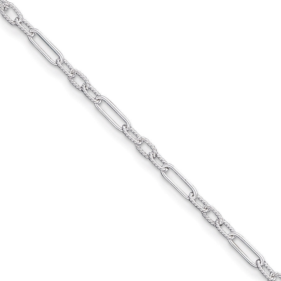 10 Inch Link Anklet Sterling Silver Fancy QG1365-10