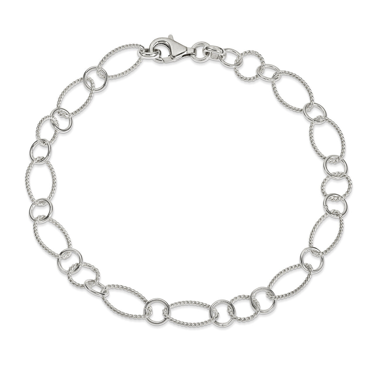 10 Inch Link Anklet Sterling Silver Fancy QG1371-10