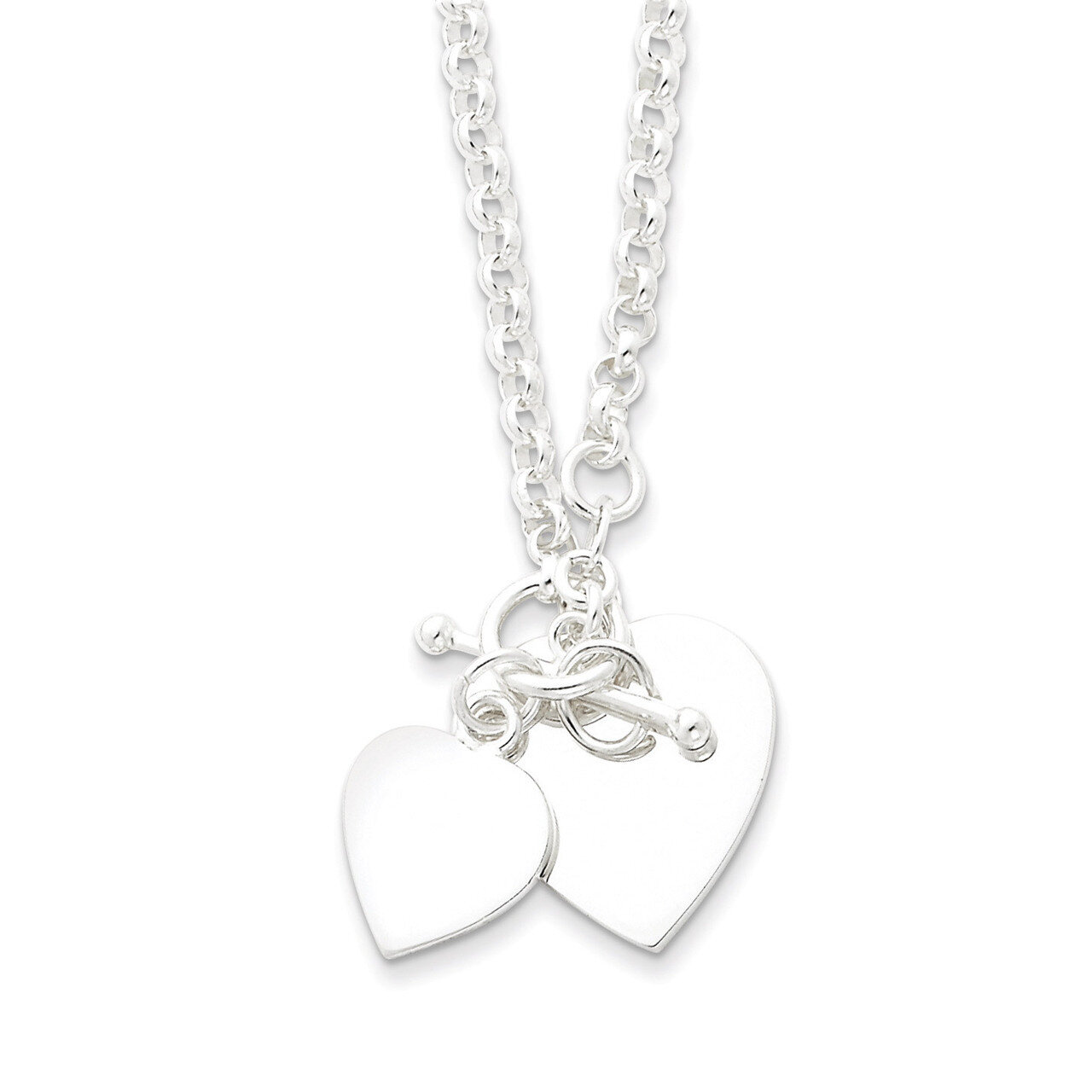 18 Inch Double Heart Toggle Necklace Sterling Silver QG1441-18, MPN: QG1441-18, 883957947273
