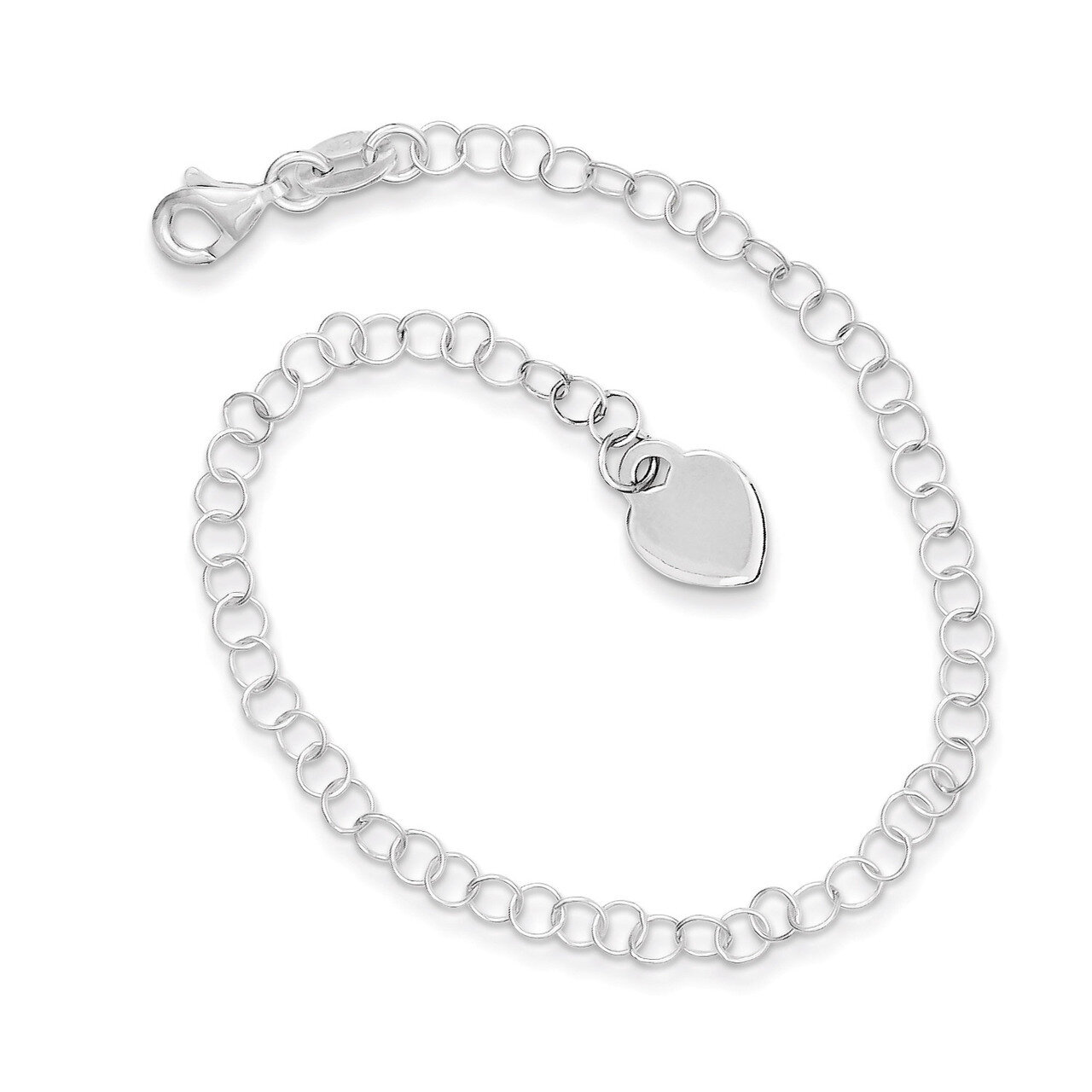 6 Inch Heart Charm Childs Bracelet Sterling Silver QG1450-6
