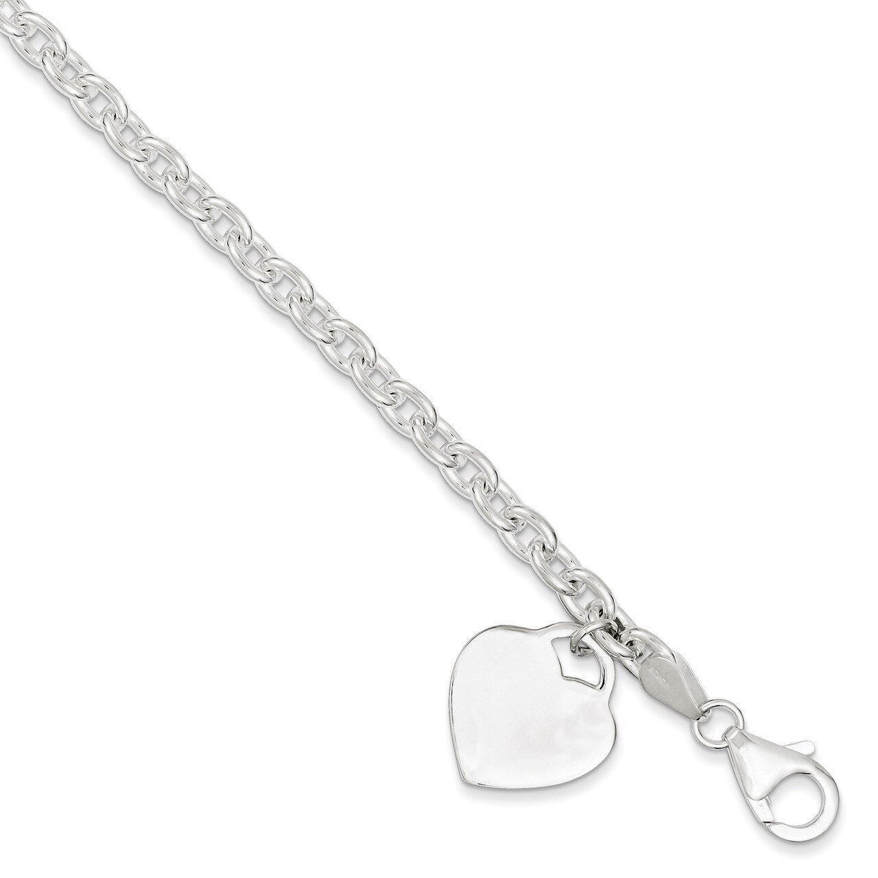 8.5 Inch 1.5mm Heart Charm Bracelet Sterling Silver QG1456-8.5, MPN: QG1456-8.5, 883957947341